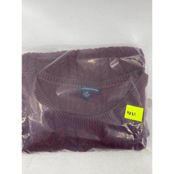 American Eagle Outfitters Burgundy Cable Knit Cardigan Sweater Zippers Size S - Picture 12 of 12